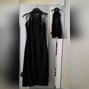 DRESS the POPULATION Black Sequin Embellished Trim Halter Dress